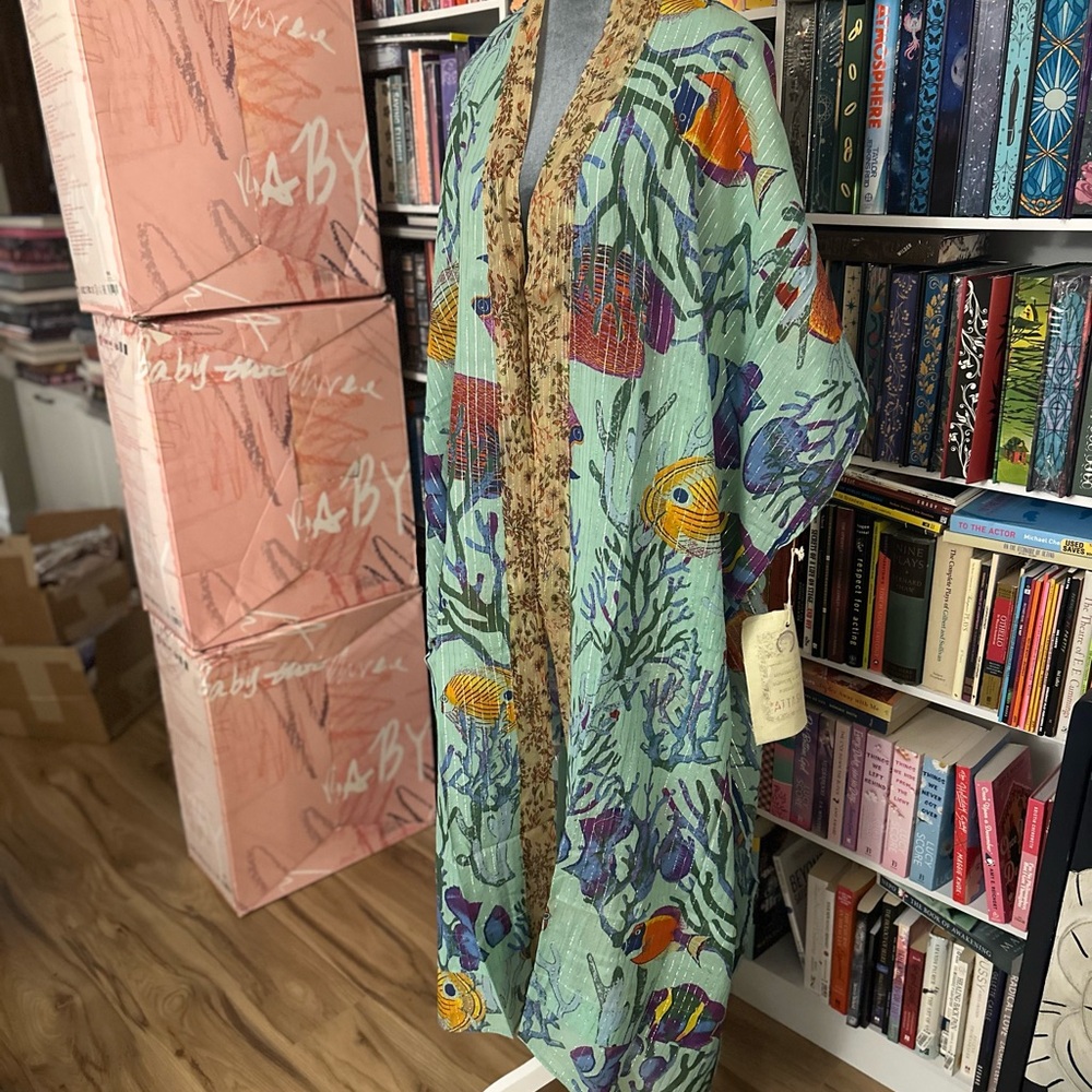 Colorful Women's fish and coral Kimono